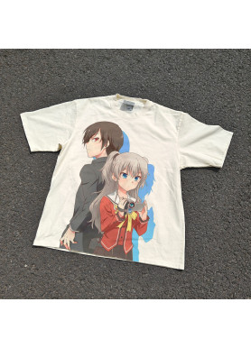 Футболка з принтом аніме Аніме Кхарлотте Нао Томорі оверсайз (S/M/L) Черний