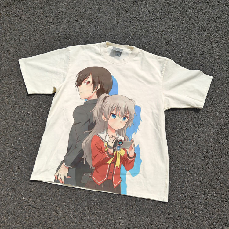 Футболка з принтом аніме Аніме Кхарлотте Нао Томорі оверсайз (S/M/L) Черний