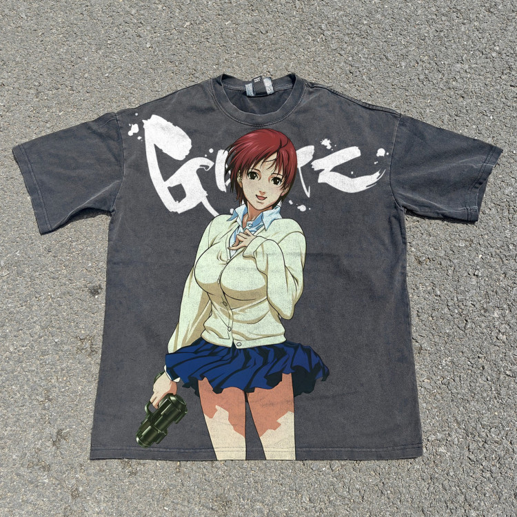 Футболка з принтом аніме Аніме Гантз Кеі Кісхімото оверсайз (S/M/L) Черний