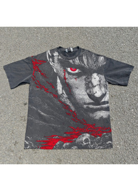 Футболка з принтом аніме Берсерк Слайер Гутс Гсм оверсайз (S/M/L) Черний