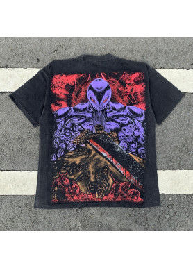 Футболка з принтом аніме Берсерк Гутс Доубле Сідед оверсайз (S/M/L) Черний