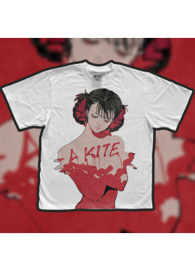 Футболка з принтом аніме Аніме Кіте Аніме Сава оверсайз (S/M/L) Черний