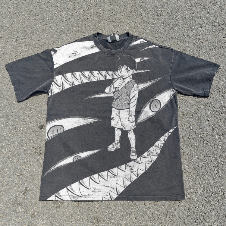 Футболка з принтом аніме Аніме Фулл Метал Алкхеміст оверсайз (S/M/L) Черний