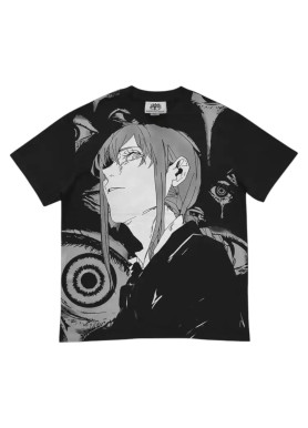 Футболка з принтом аніме Людина-бензопила Макіма Контрол Девіл оверсайз (S/M/L) Черний