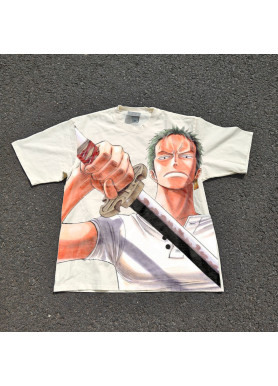 Футболка з принтом аніме Ван Піс Ророноа Зоро Ретро оверсайз (S/M/L) Черний