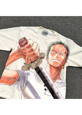 Футболка з принтом аніме Ван Піс Ророноа Зоро Ретро оверсайз (S/M/L) Черний