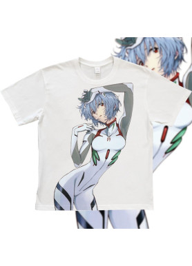 Футболка з принтом аніме Неон Генезис Євангеліон Реі Айанамі Плугсуіт оверсайз (S/M/L) Черний