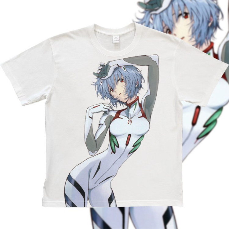 Футболка з принтом аніме Неон Генезис Євангеліон Реі Айанамі Плугсуіт оверсайз (S/M/L) Черний