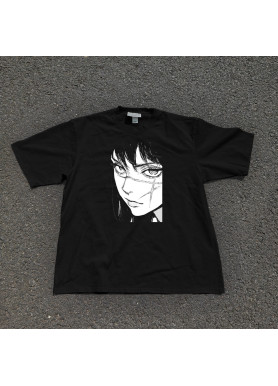 Футболка з принтом аніме Людина-бензопила Йору Аса Мітака оверсайз (S/M/L) Черний