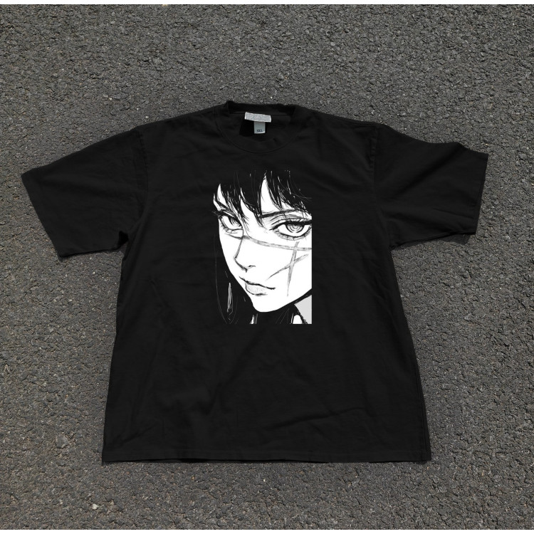 Футболка з принтом аніме Людина-бензопила Йору Аса Мітака оверсайз (S/M/L) Черний