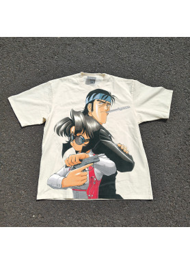 Футболка з принтом аніме Аніме Гунсмітх Катс Раллй оверсайз (S/M/L) Черний