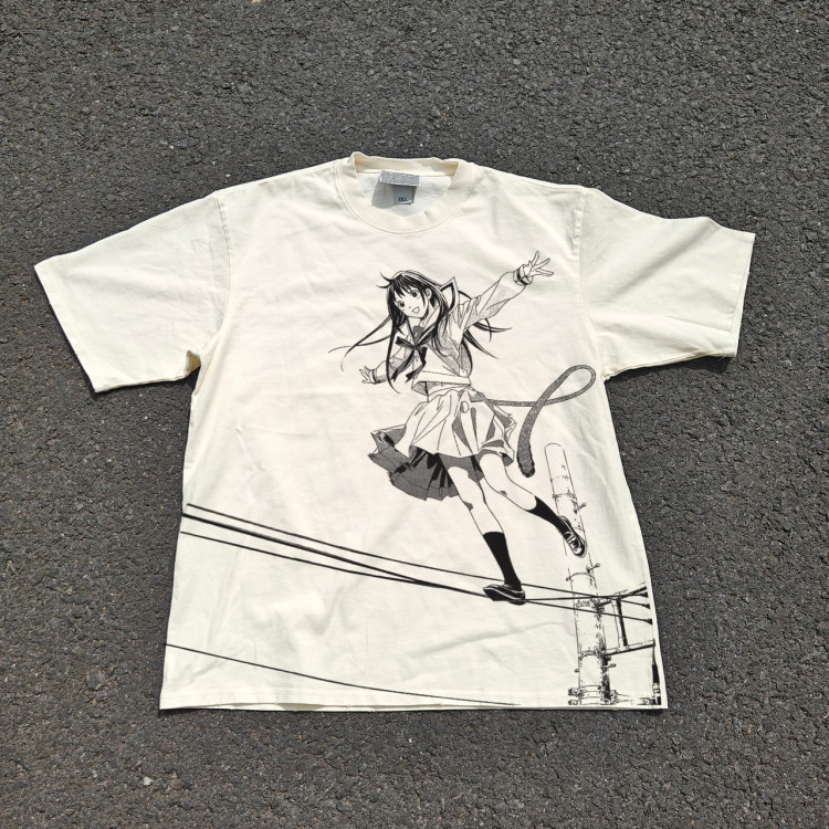 Футболка з принтом аніме Аніме Норагамі Хійорі Ікі оверсайз (S/M/L) Черний