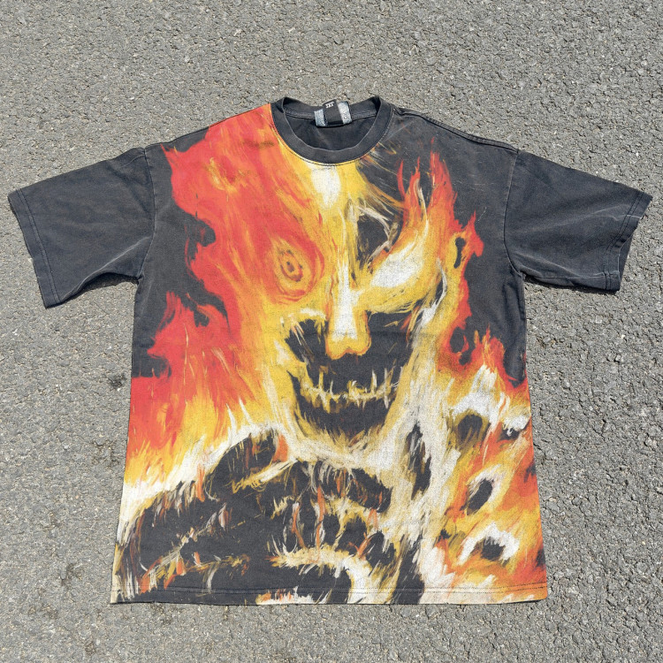 Футболка з принтом аніме Аніме Фіре Пункх Аніме оверсайз (S/M/L) Черний