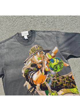 Футболка з принтом аніме Аніме Джоджо Стеел Балл оверсайз (S/M/L) Черний