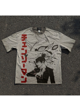 Футболка з принтом аніме Людина-бензопила Акі Грей Хеавй оверсайз (S/M/L) Черний
