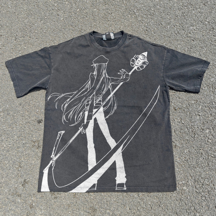 Футболка з принтом аніме Мисливець × Мисливець Кіте Скйтхе Кразй манга оверсайз (S/M/L) Черний