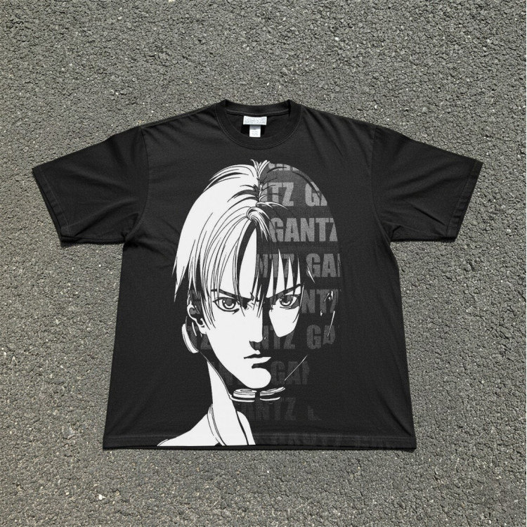 Футболка з принтом аніме Аніме Гантз Суіт Кеі оверсайз (S/M/L) Черний