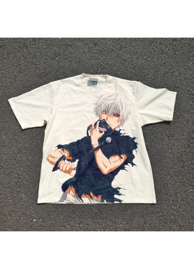 Футболка з принтом аніме Токійський гуль Кен Канекі Маск оверсайз (S/M/L) Черний