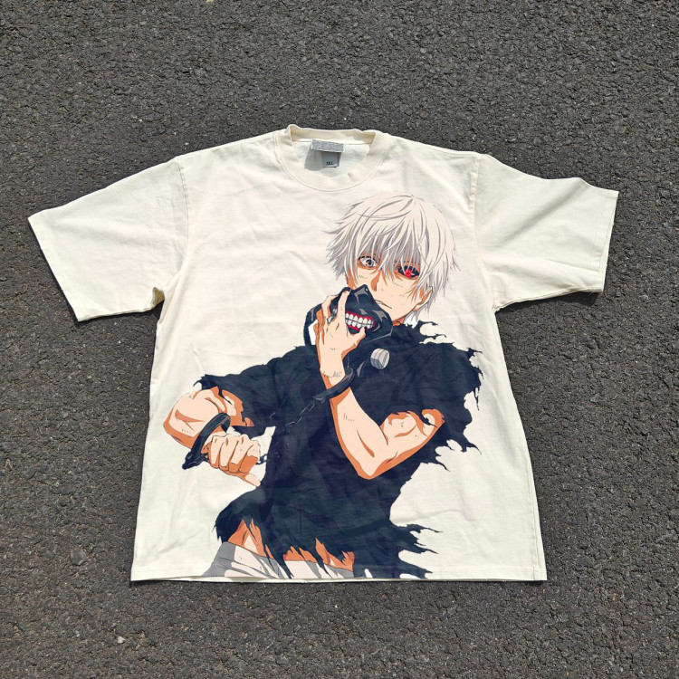 Футболка з принтом аніме Токійський гуль Кен Канекі Маск оверсайз (S/M/L) Черний