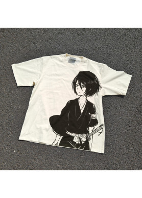 Футболка з принтом аніме Бліч Аніме Рукіа Кукхікі оверсайз (S/M/L) Черний