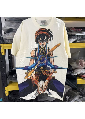 Футболка з принтом аніме Аніме Джоджонаранкіа Гхірга Аеросмітх оверсайз (S/M/L) Черний