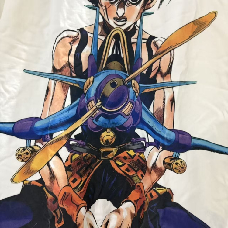 Футболка з принтом аніме Аніме Джоджонаранкіа Гхірга Аеросмітх оверсайз (S/M/L) Черний