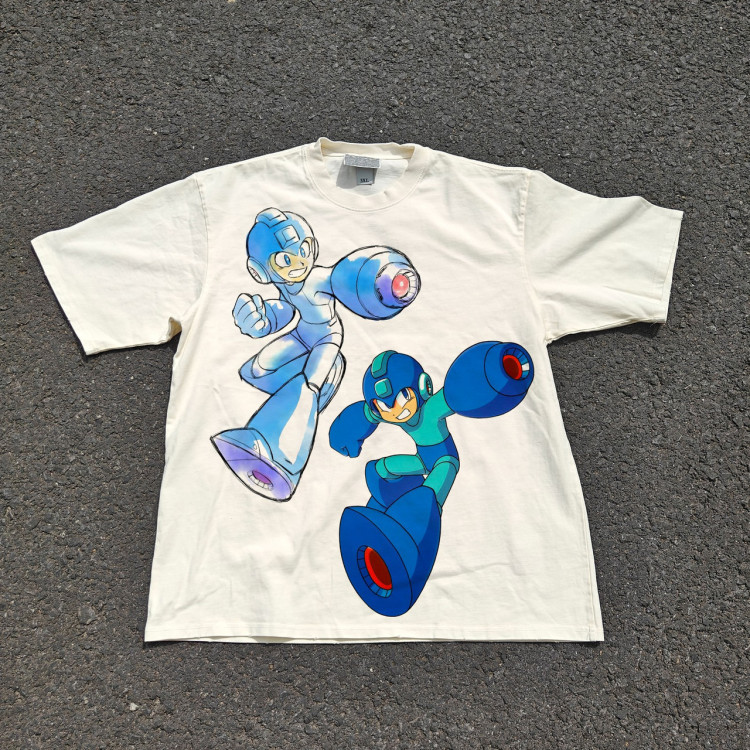 Футболка з принтом аніме Аніме Мега Ман Баттле оверсайз (S/M/L) Черний