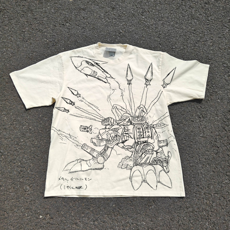 Футболка з принтом аніме Пригоди Дігімонів Металгарурумон Скеткх Креам оверсайз (S/M/L) Черний