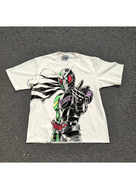 Футболка з принтом аніме Аніме Камен Рідер В оверсайз (S/M/L) Черний