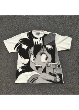 Футболка з принтом аніме Аніме Гунсмітх Катс Раллй манга оверсайз (S/M/L) Черний