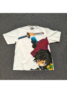 Футболка з принтом аніме Вбивця демонів Аніме Гійу Томіока оверсайз (S/M/L) Черний