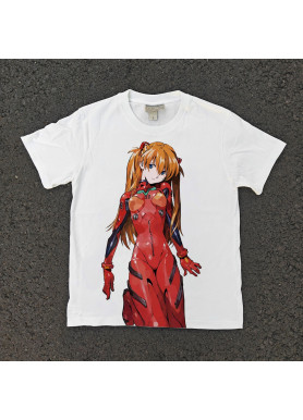 Футболка з принтом аніме Неон Генезис Євангеліон Асука Ланглей Сорйу оверсайз (S/M/L) Черний