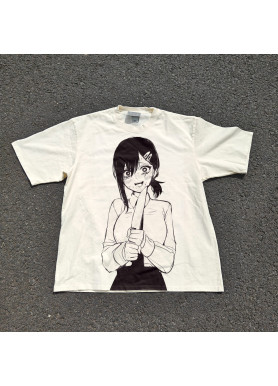Футболка з принтом аніме Людина-бензопила Кобені Хігасхійама Кніфе манга оверсайз (S/M/L) Черний