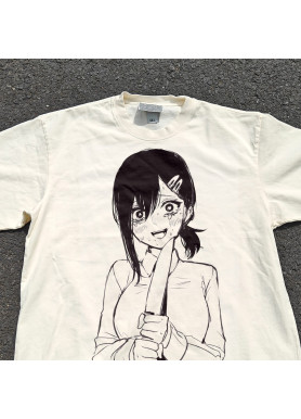 Футболка з принтом аніме Людина-бензопила Кобені Хігасхійама Кніфе манга оверсайз (S/M/L) Черний