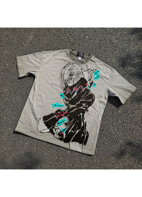 Футболка з принтом аніме Аніме Джуджутсу Каісен Аніме оверсайз (S/M/L) Черний