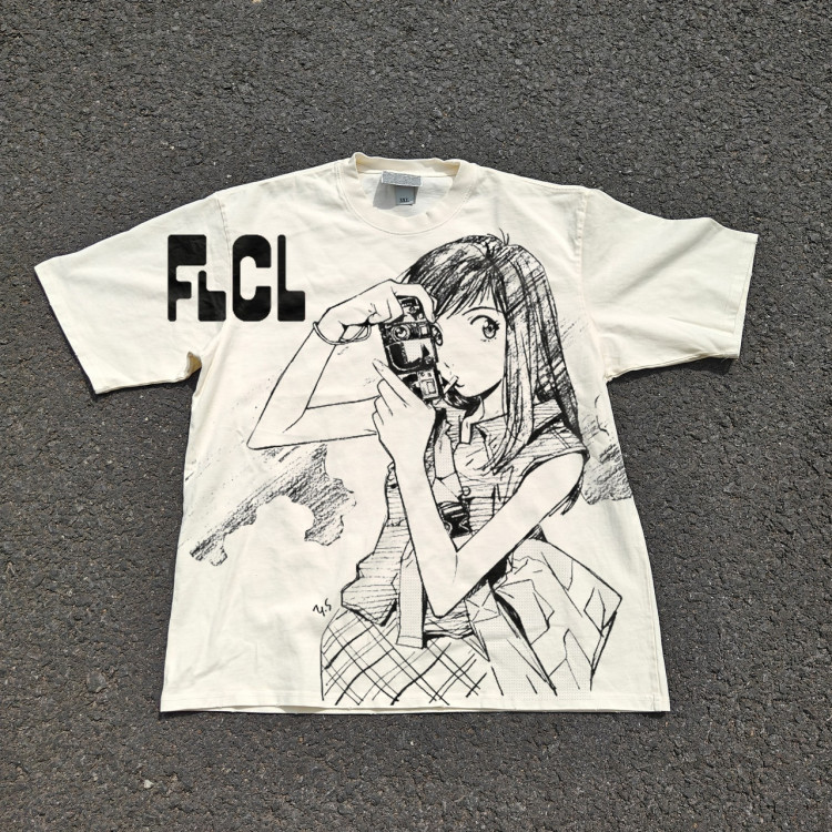 Футболка з принтом аніме ФЛКЛ Флкл Мамімі Самеджіма манга оверсайз (S/M/L) Черний