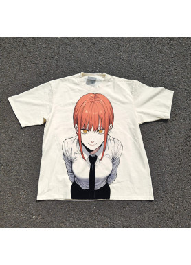 Футболка з принтом аніме Людина-бензопила Макіма Аніме Ксм оверсайз (S/M/L) Черний