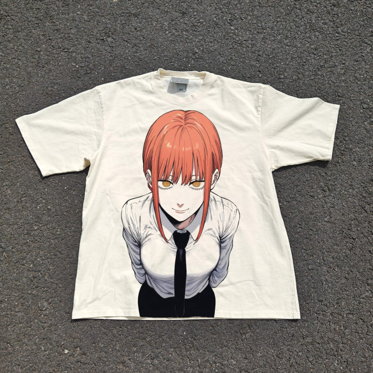 Футболка з принтом аніме Людина-бензопила Макіма Аніме Ксм оверсайз (S/M/L) Черний