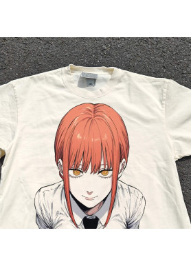 Футболка з принтом аніме Людина-бензопила Макіма Аніме Ксм оверсайз (S/M/L) Черний