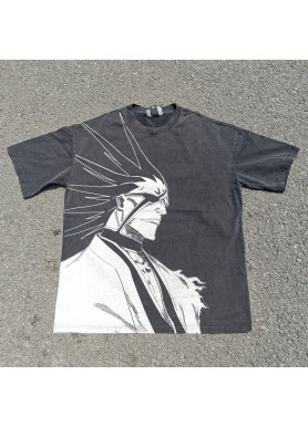 Футболка з принтом аніме Бліч Кенпакхі Заракі Гсм оверсайз (S/M/L) Черний