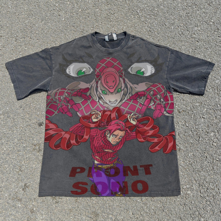 Футболка з принтом аніме Аніме Джоджовінегар Доппіо Король оверсайз (S/M/L) Черний