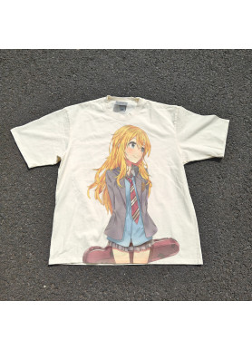 Футболка з принтом аніме Аніме Йоур Ліе Ін оверсайз (S/M/L) Черний