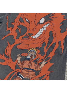 Футболка з принтом аніме Наруто Узумакі Ніне Таілс оверсайз (S/M/L) Черний