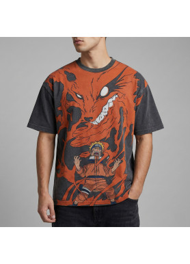 Футболка з принтом аніме Наруто Узумакі Ніне Таілс оверсайз (S/M/L) Черний