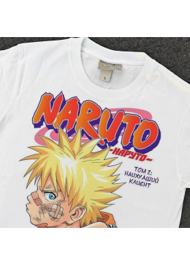 Футболка з принтом аніме Наруто Узумакі Классік Ковер манга оверсайз (S/M/L) Черний