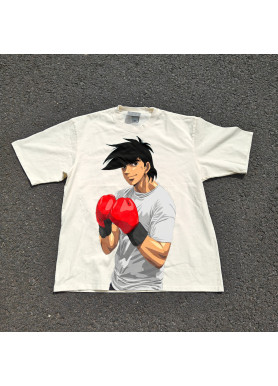 Футболка з принтом аніме Аніме Асхіта Но Джое оверсайз (S/M/L) Черний