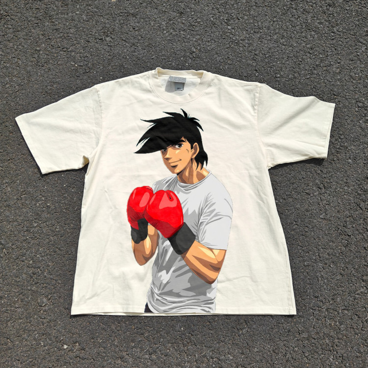 Футболка з принтом аніме Аніме Асхіта Но Джое оверсайз (S/M/L) Черний