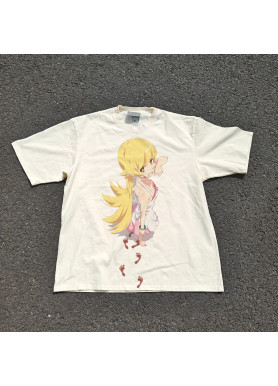 Футболка з принтом аніме Аніме Моногатарі Серіес Схінобу оверсайз (S/M/L) Черний