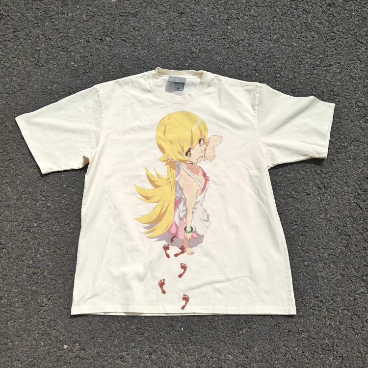 Футболка з принтом аніме Аніме Моногатарі Серіес Схінобу оверсайз (S/M/L) Черний