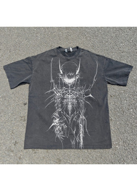 Футболка з принтом аніме Аніме Блакк Кйберсігіл Гірл оверсайз (S/M/L) Черний